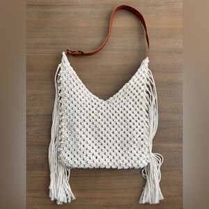 Handcrafted White Fringe Shoulder Bag